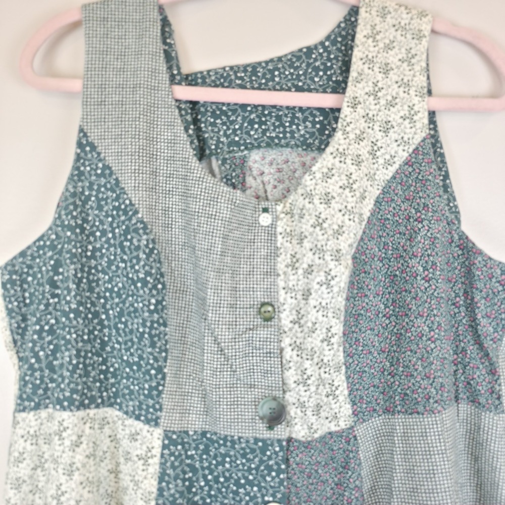 Handmade Large  Art-to-Wear Quilted Floral Patchwork Shabby Chic Dress.C61 - Picture 6 of 12